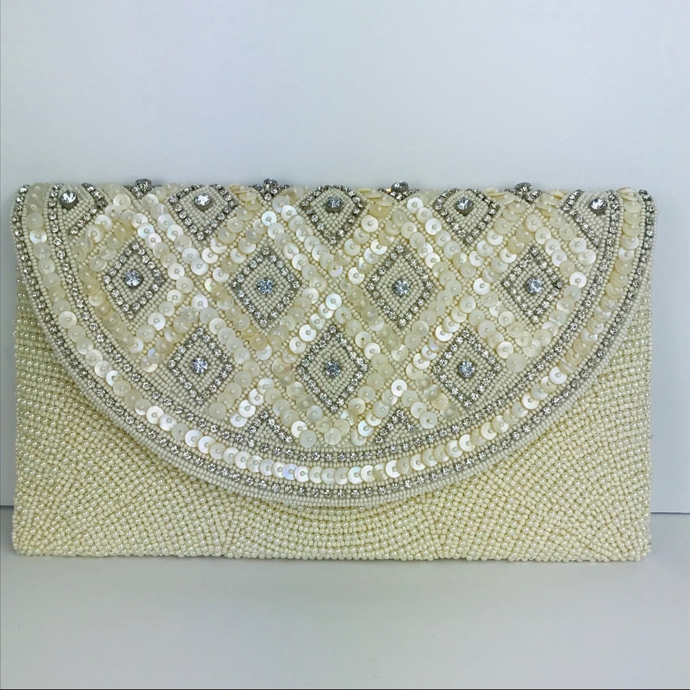 NEW white/cream Bridal clutch